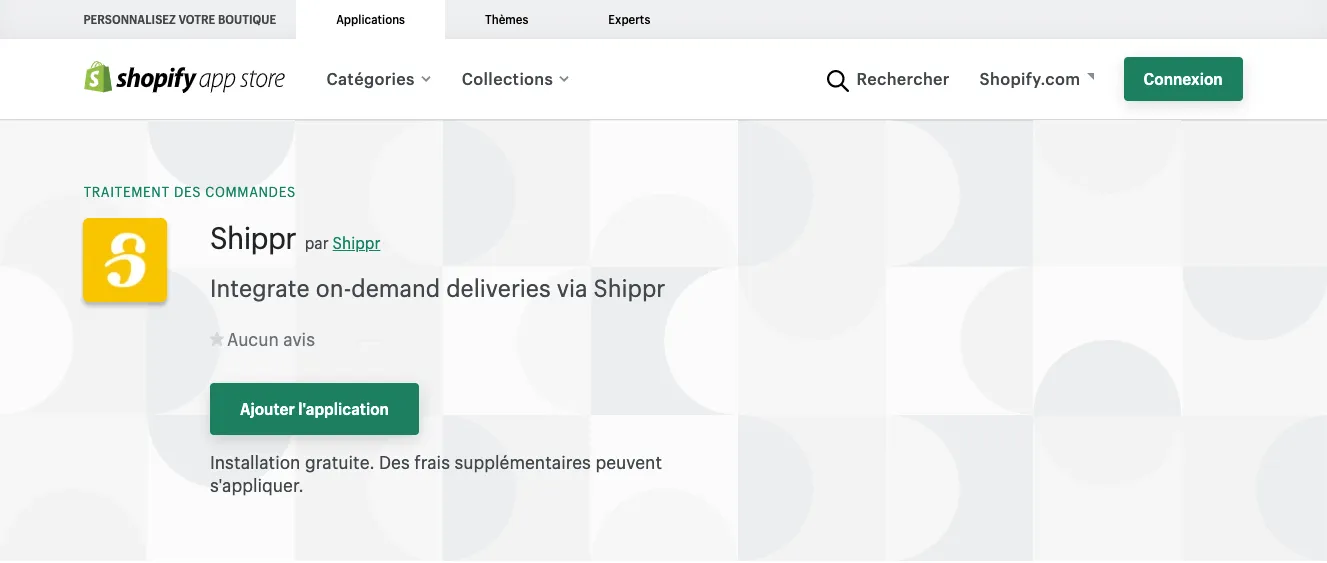 Shippr dans l’app store Shopify